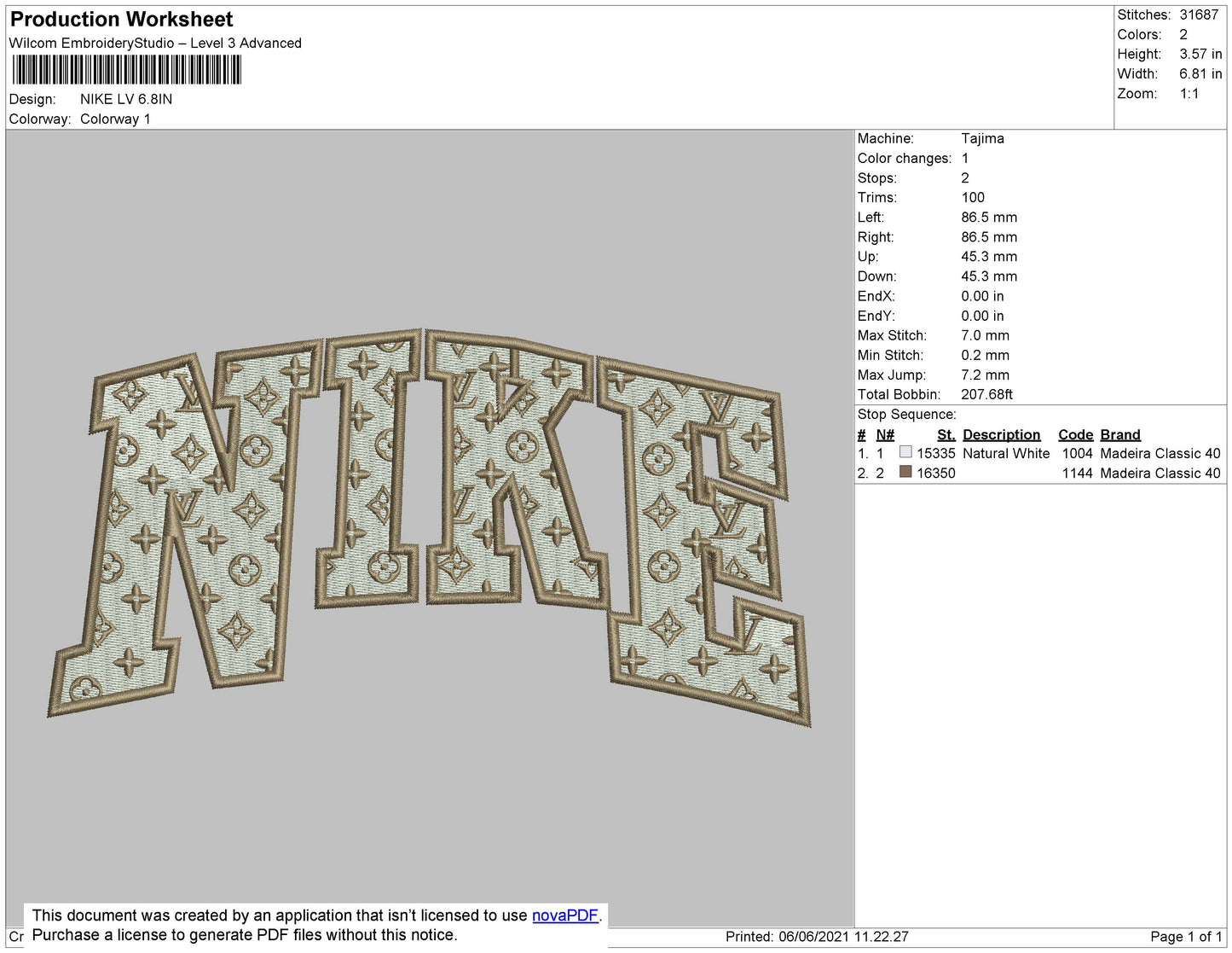 Nike Lv1 02 Embroidery File 4 size