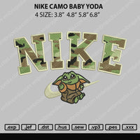 Nike Camo Baby Yoda Embroidery File 4 size