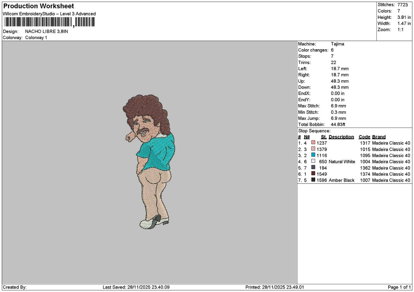 Man Cartoon 01 Embroidery File 6 sizes