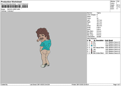 Man Cartoon 01 Embroidery File 6 sizes
