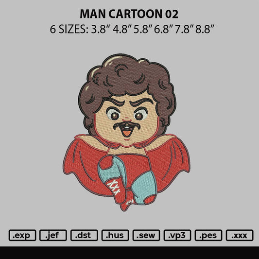 Man Cartoon 02 Embroidery File 6 sizes