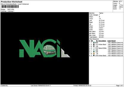 Nacitext Embroidery File 6 sizes