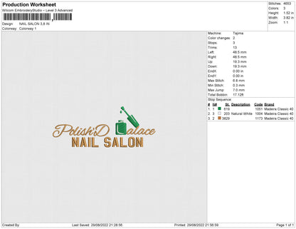 Nail Salon Embroidery File 5 sizes