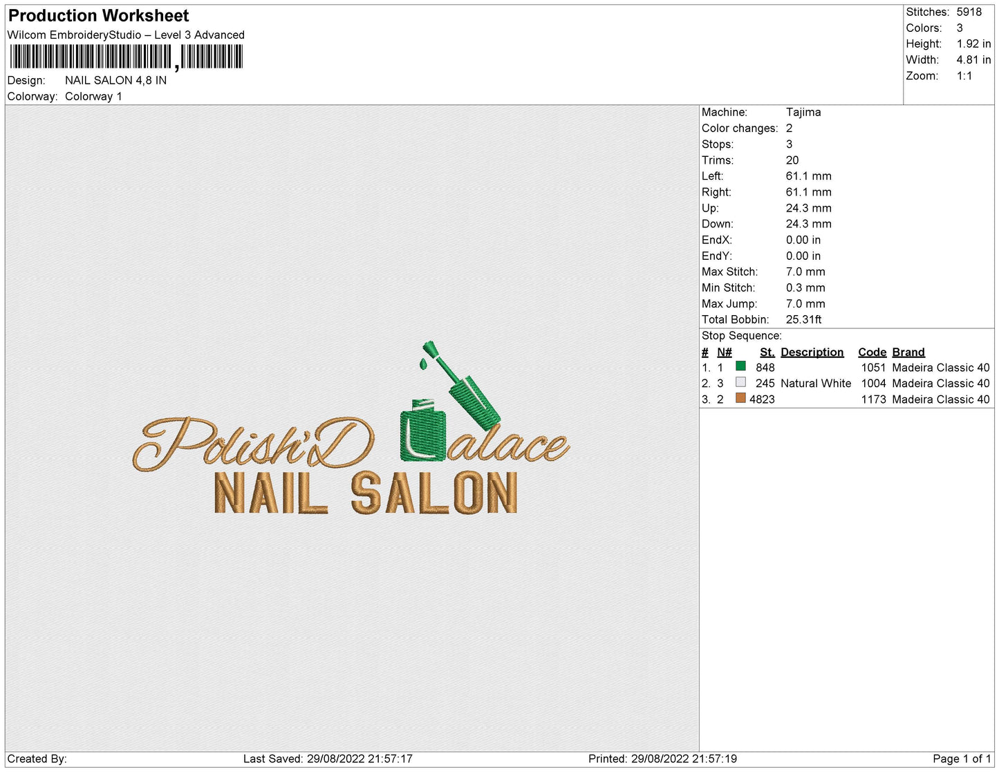 Nail Salon Embroidery File 5 sizes