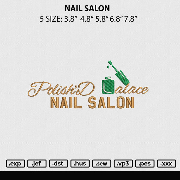 Nail Salon Embroidery File 5 sizes