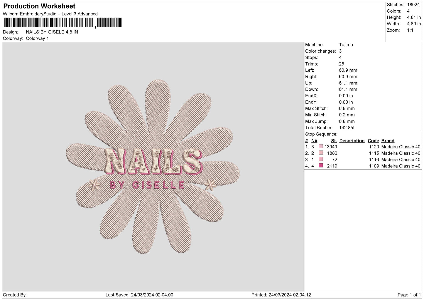 Giseletext Embroidery File 6 sizes