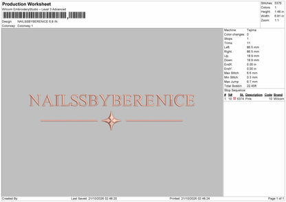 Nails Text 2110 Embroidery Machine Design File 6 sizes