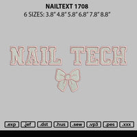 Nailtext 1708 Embroidery File 6 sizes