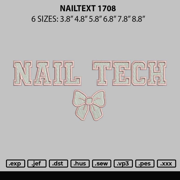 Nailtext 1708 Embroidery File 6 sizes