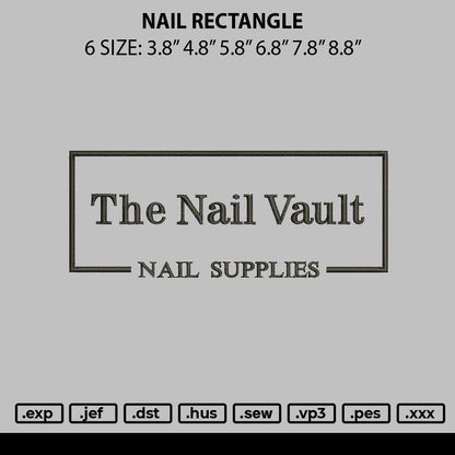 Nail Rectangle Embroidery File 6 sizes