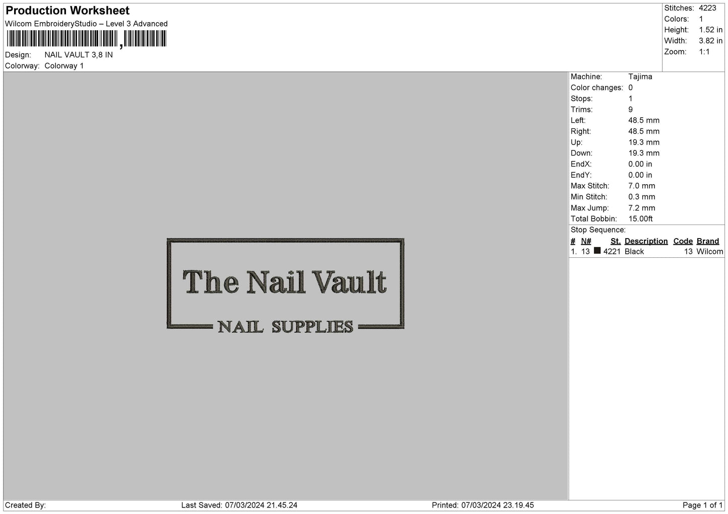 Nail Rectangle Embroidery File 6 sizes