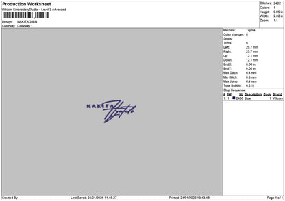 Nakitatext Embroidery File 6 sizes