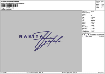 Nakitatext Embroidery File 6 sizes