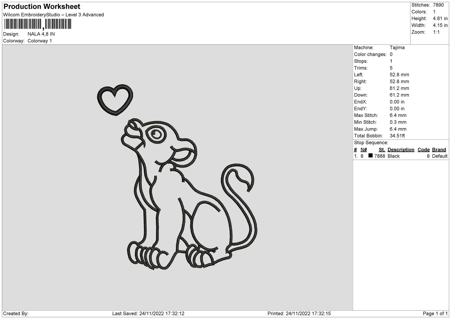Nala Line Embroidery File 6 sizes