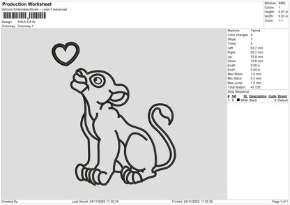 Nala Line Embroidery File 6 sizes