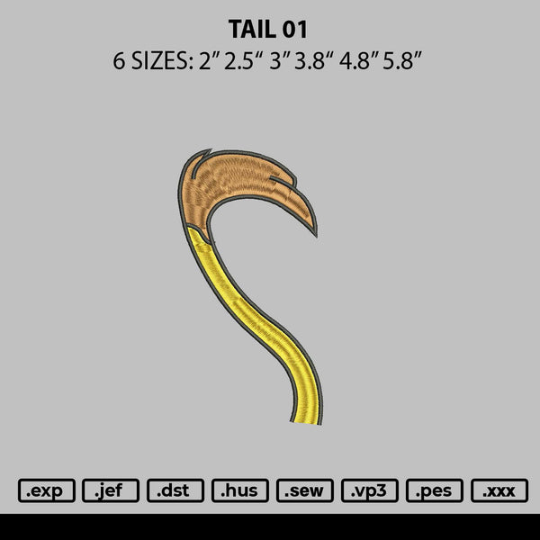 Tail 01 Embroidery File 6 sizes