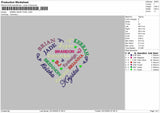 Names Heart 01 Embroidery File 6 sizes
