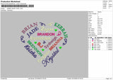 Names Heart 01 Embroidery File 6 sizes