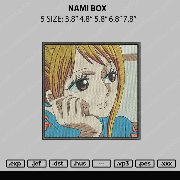 Nami Box Embroidery File 5 sizes