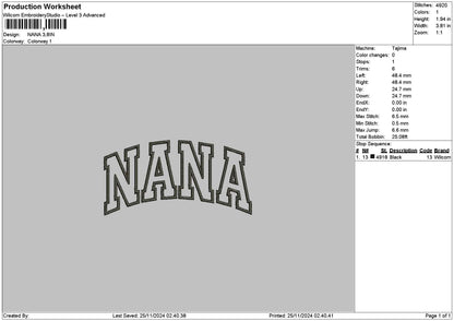 Ninanana Text Embroidery 2 Files