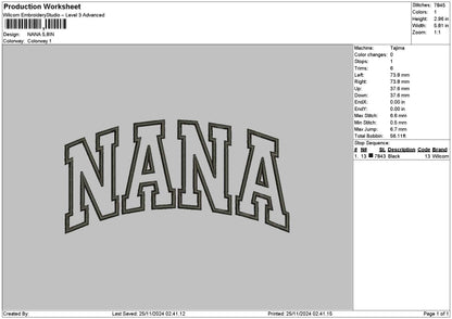 Ninanana Text Embroidery 2 Files