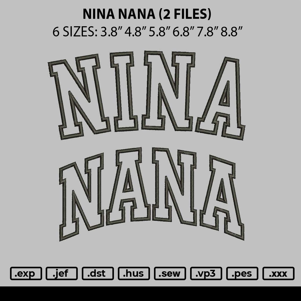 Ninanana Text Embroidery 2 Files