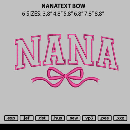 Nanatext Bow Embroidery File 6 sizes