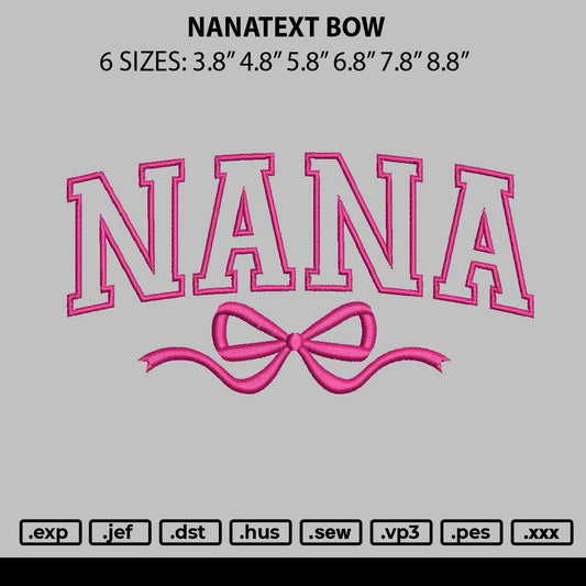 Nanatext Bow Embroidery File 6 sizes