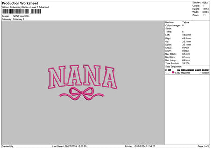 Nanatext Bow Embroidery File 6 sizes