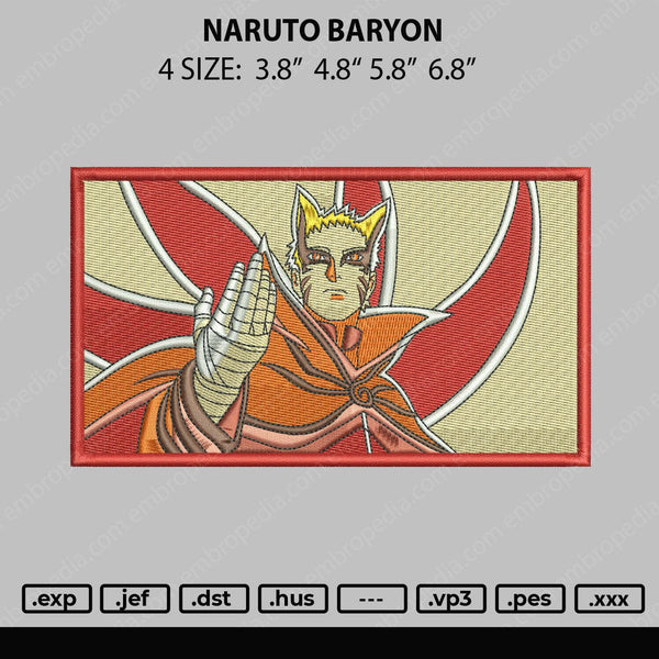 Naruto Baryon Embroidery File 4 size