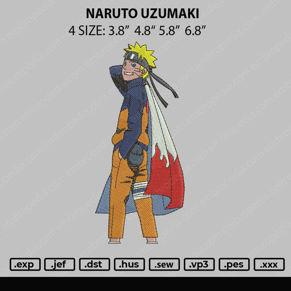 Naruto Uzumaki Embroidery File 4 size