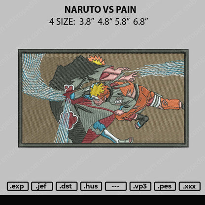Naruto VS Pain Embroidery File 4 size