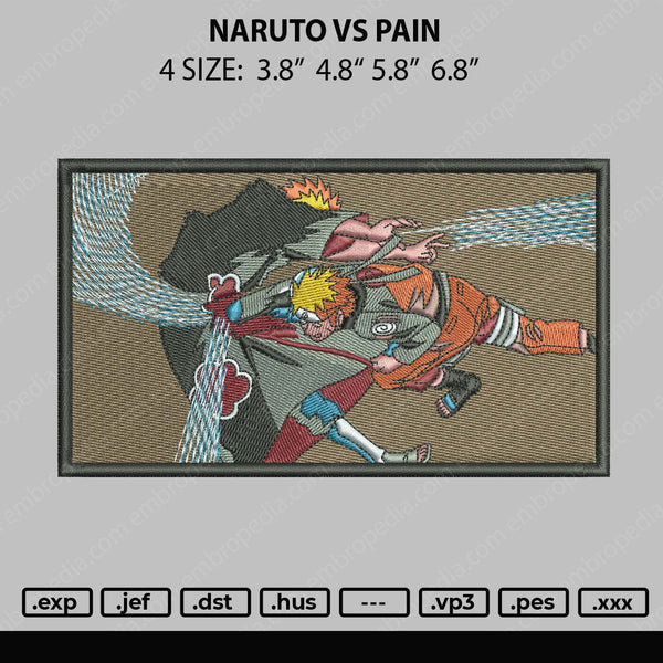 Naruto VS Pain Embroidery File 4 size