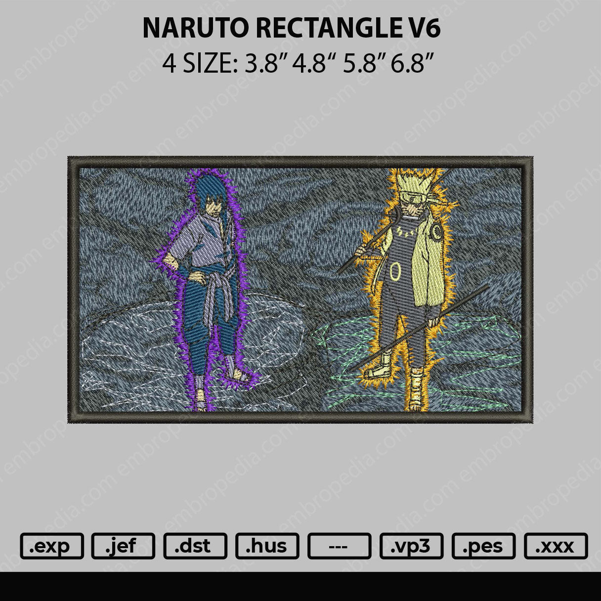 Naruto Rectangle V6 Embroidery File 4 size