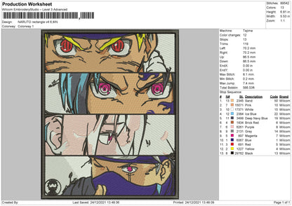 Naruto Rectangle Embroidery File 4 size