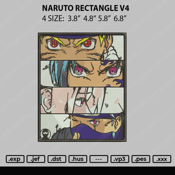 Naruto Rectangle Embroidery File 4 size