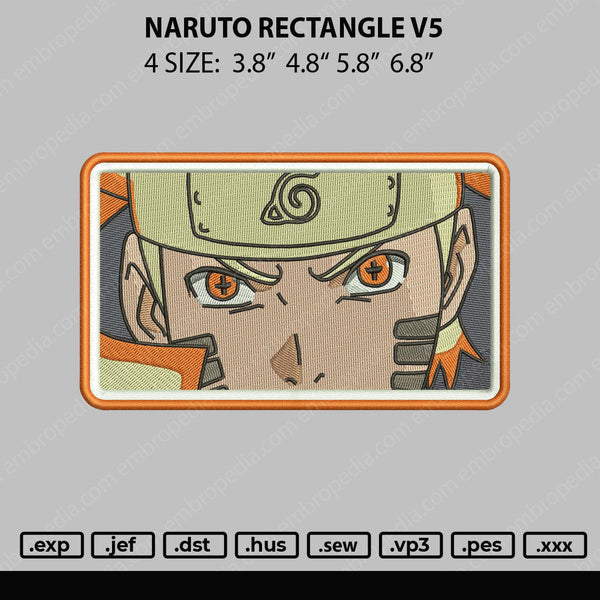 Naruto Rectangle V5 Embroidery File 4 size