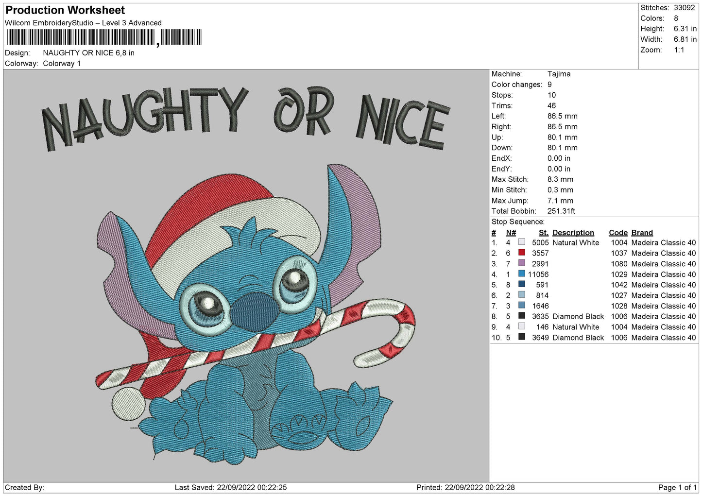 Naughty Or Nice Embroidery File 6 sizes