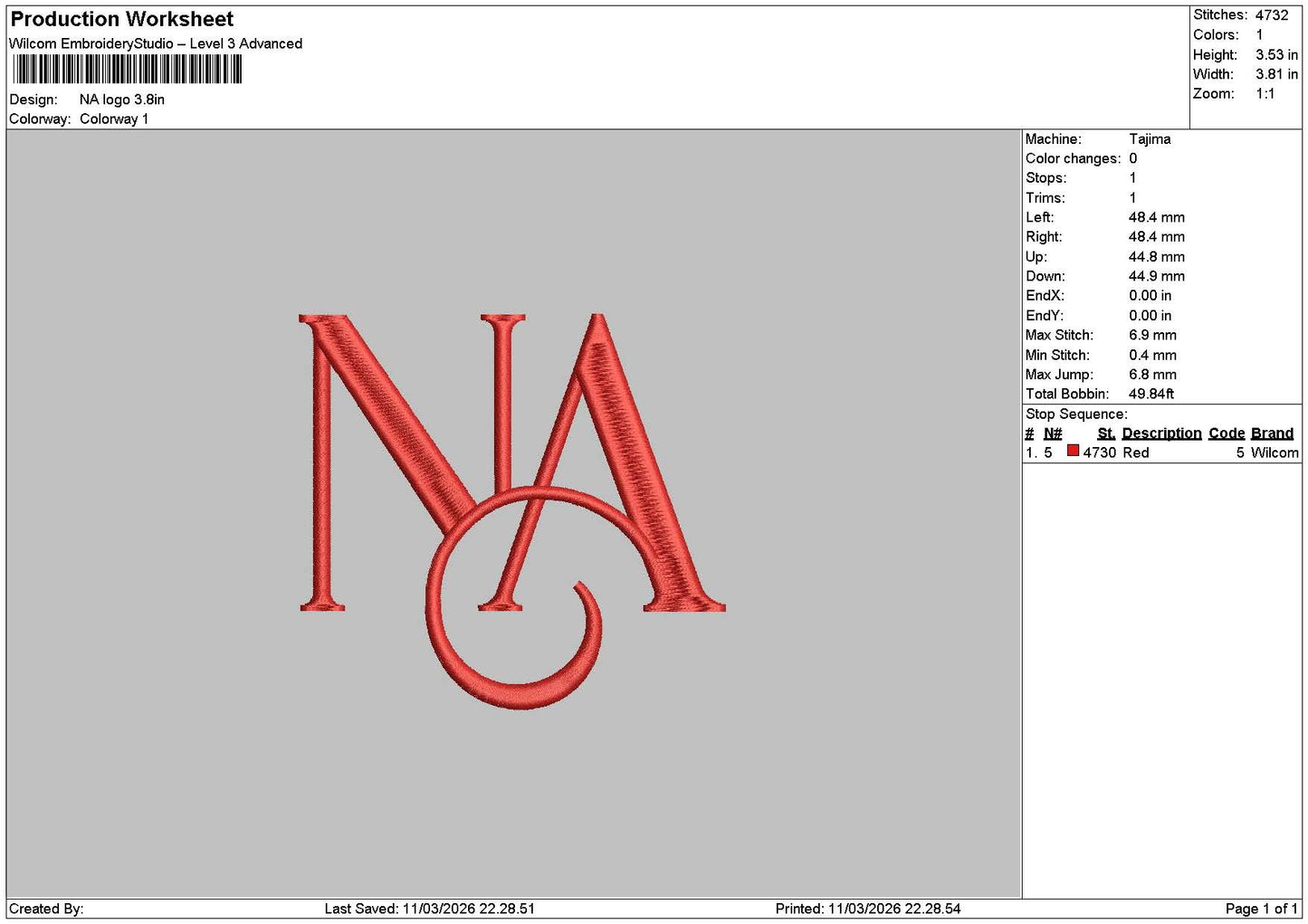 Na Text Embroidery File 6 sizes