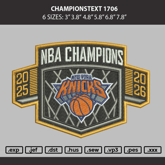 Championstext 1706 Embroidery File 6 sizes