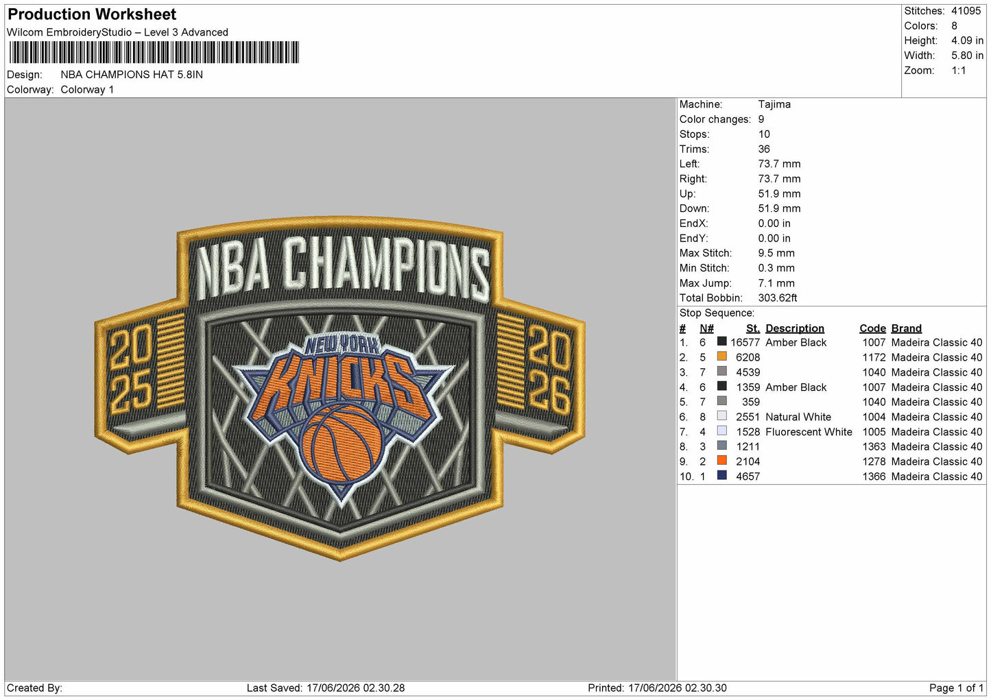 Championstext 1706 Embroidery File 6 sizes