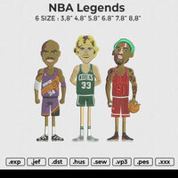NBA Legends Embroidery File 6 size