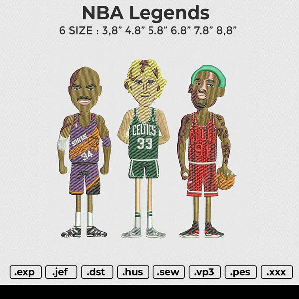 NBA Legends Embroidery File 6 size