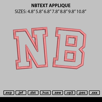 Nbtext Applique Embroidery File 6 sizes