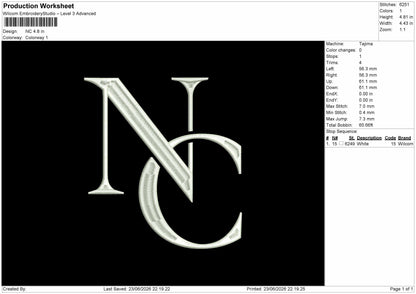 Nc Text Embroidery Machine Design File 6 sizes