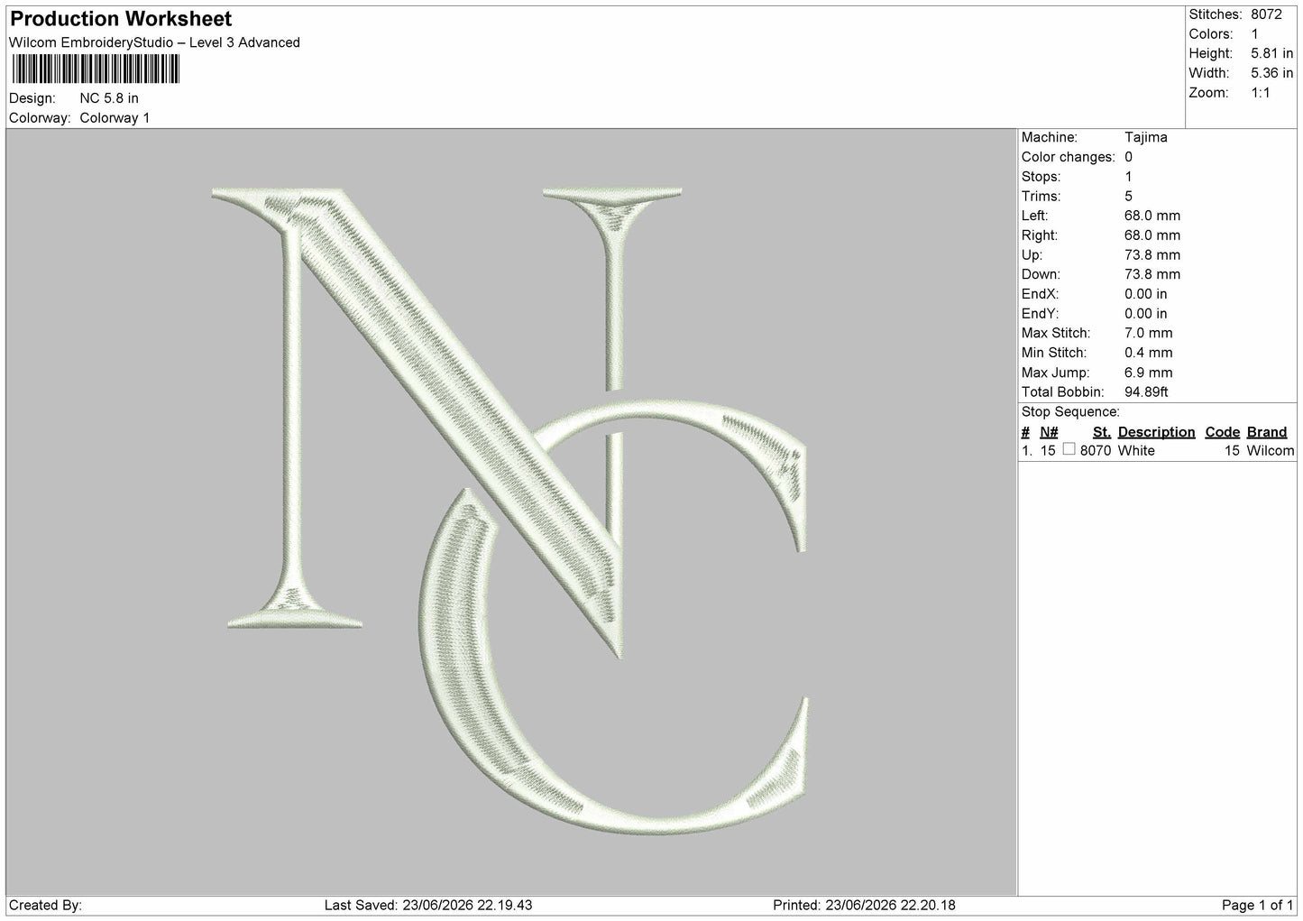 Nc Text Embroidery Machine Design File 6 sizes
