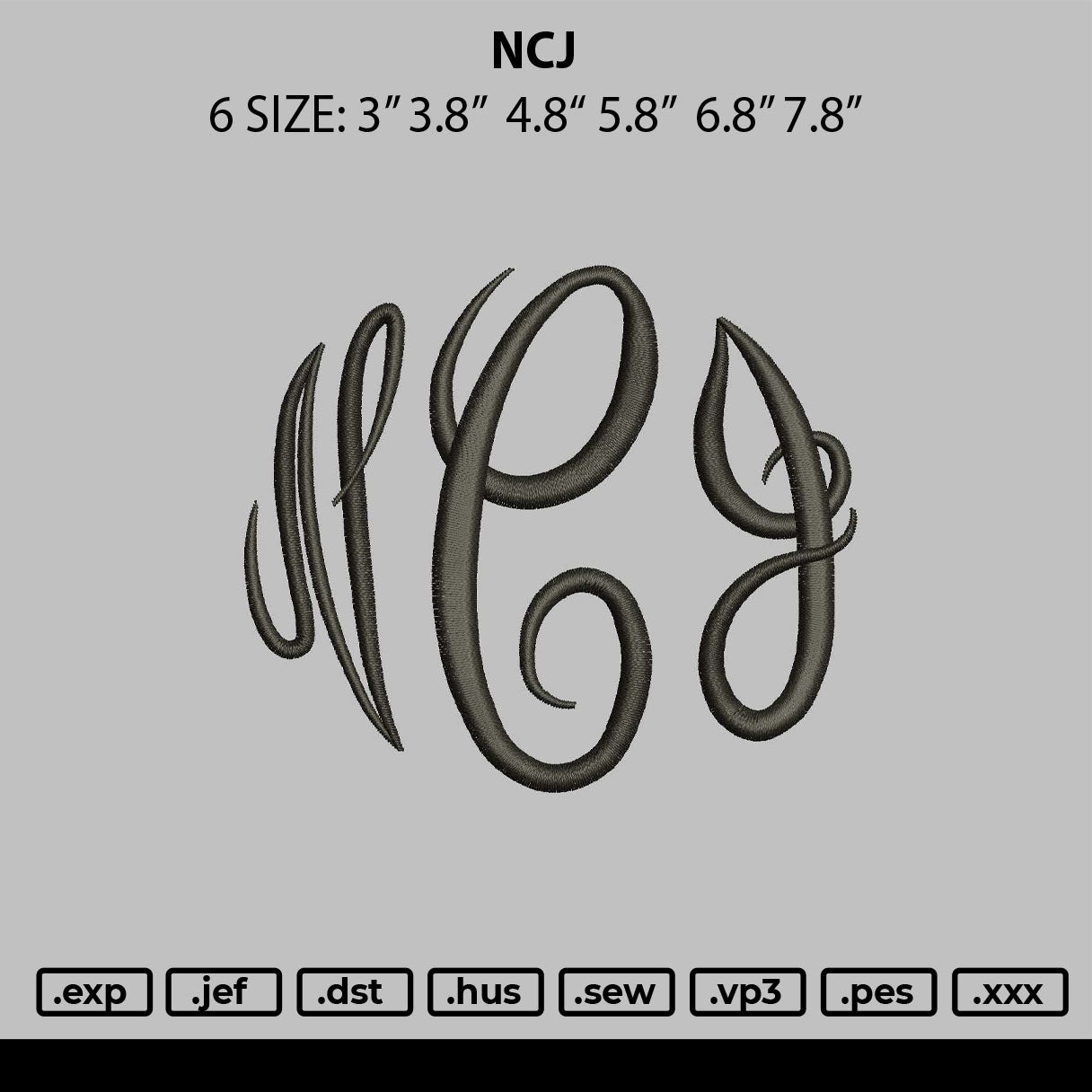Ncj Embroidery File 6 sizes