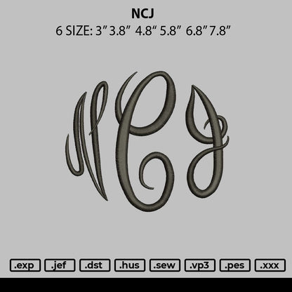 Ncj Embroidery File 6 sizes