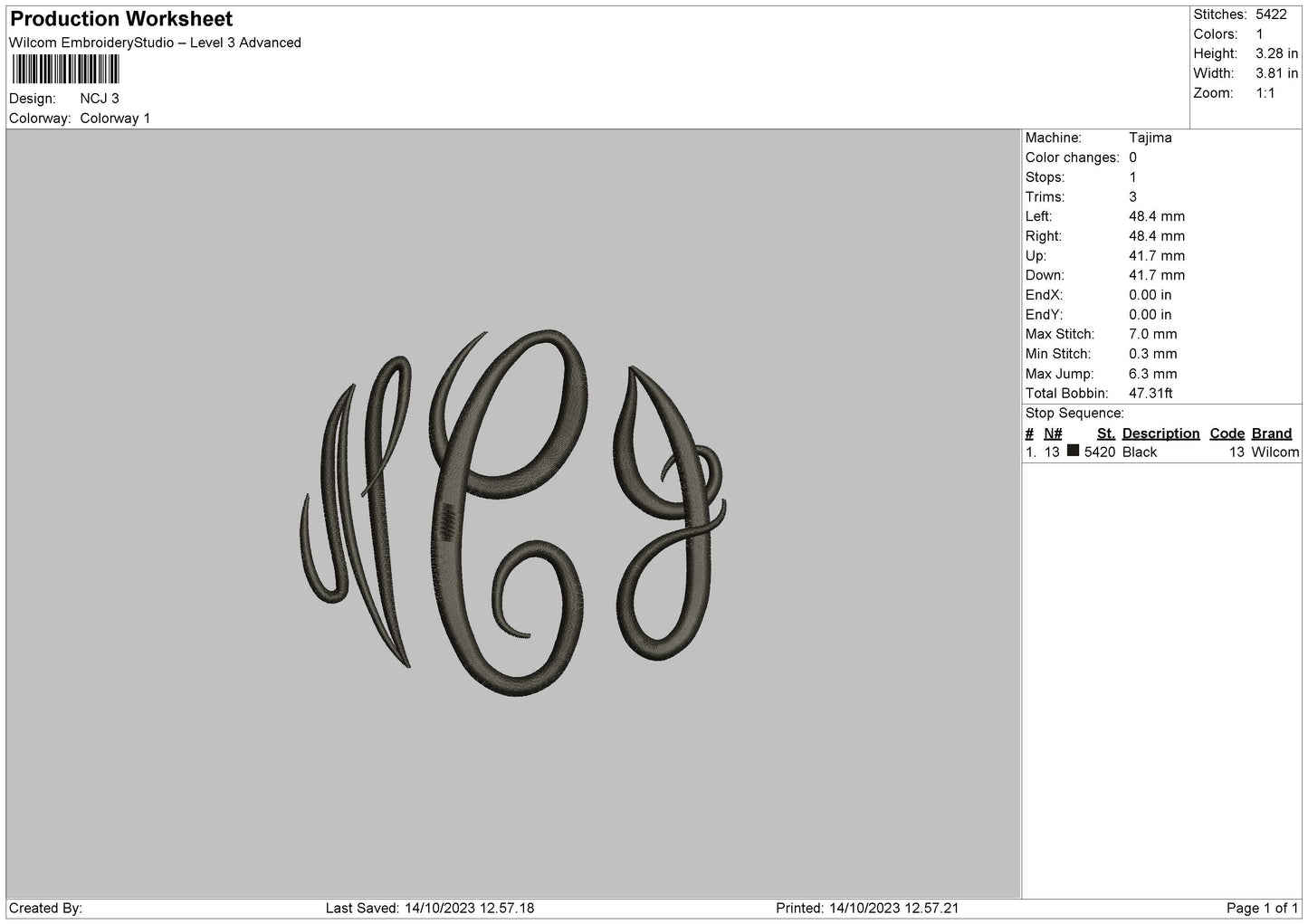 Ncj Embroidery File 6 sizes