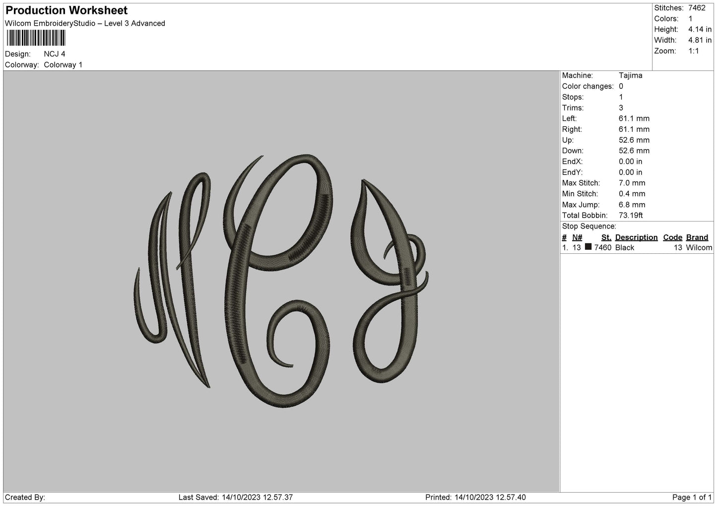 Ncj Embroidery File 6 sizes